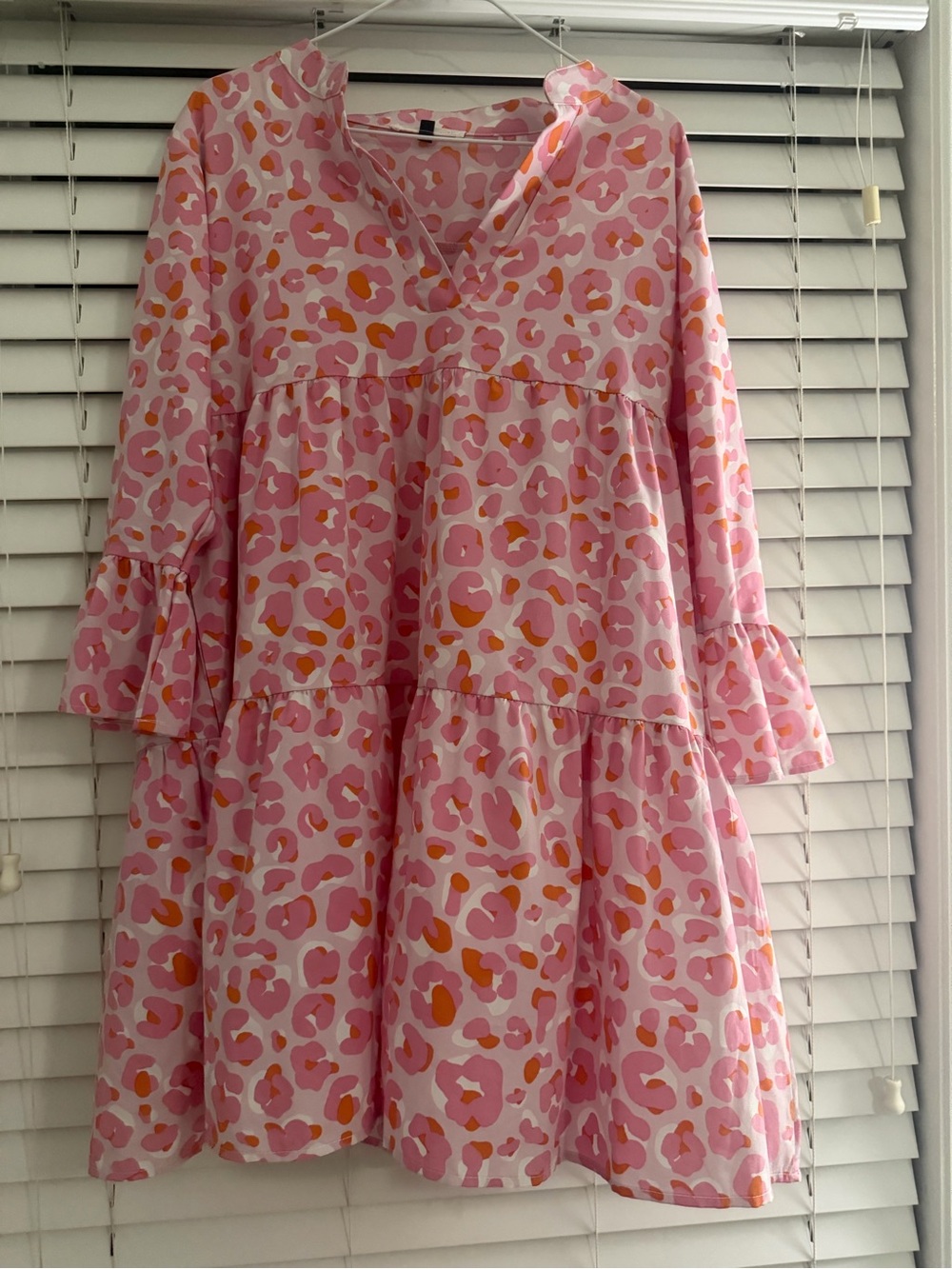 Pink Leopard Print Tiered Dress